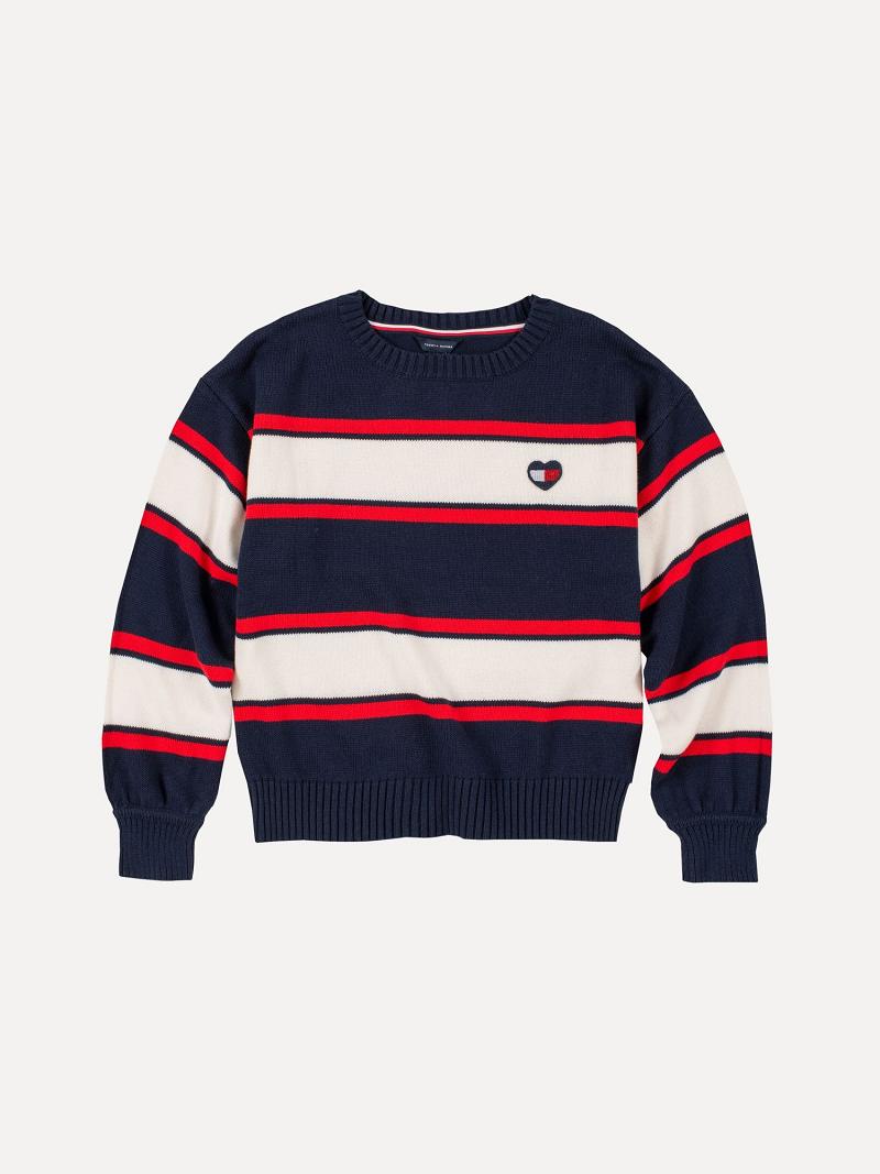 Lány Tommy Hilfiger Big Stripe Pulóver Pulóverek Kék | HU 1878ILH